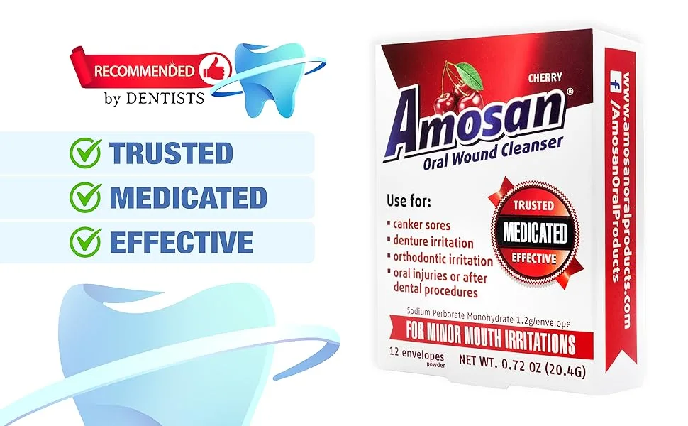 Oral Wound Cleanser - Cherry - Amosan Oral Wound Cleanser