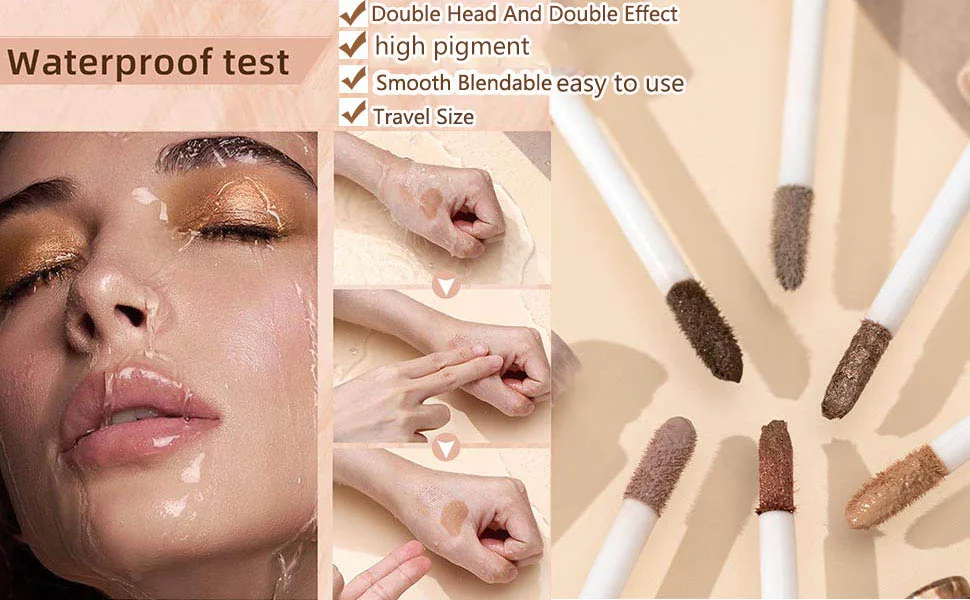 2 in 1 Liquid Glitter Eyeshadow and Matte Eye hadows Eye Makeup Long Lasting Quick-Drying Opaque Gel-Based Formula Vegan & Cruelty-Free (5# Dark Brown) - Waterproof test