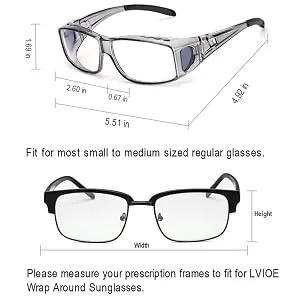 LVIOE Fit Over Blue Light Blocking Glasses and Computer Eyewear- Wear Over Prescription Glasses/Reading Glasses/RX Glasses A01 Grey Frame Anti Blue Light Glasses - block blue light