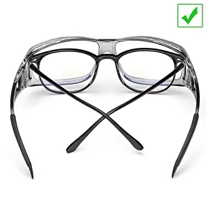 LVIOE Fit Over Blue Light Blocking Glasses and Computer Eyewear- Wear Over Prescription Glasses/Reading Glasses/RX Glasses A01 Grey Frame Anti Blue Light Glasses - fit over glasses