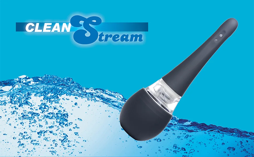 Cleanstream Electric Rechargeable Auto Spray Enema Bulb 5 Jet Openings Anti Back-Flow Phthalate-Free Silicone Easy Clean Water Resistant - Cleanstream logo enema system easy flow cleansing rechargeable electric body safe sanitary premium
