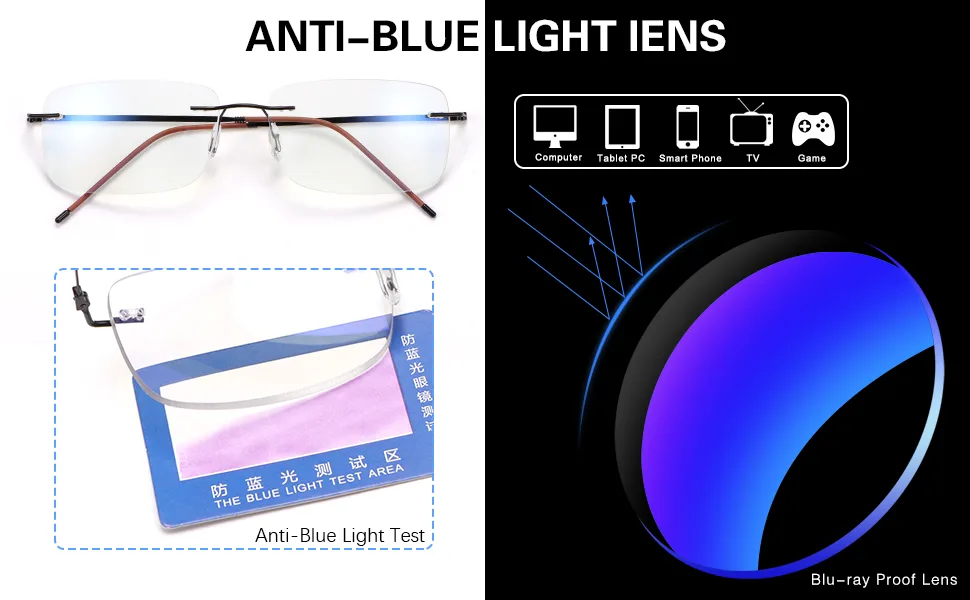 YIMI Progressive Multifocus Rimless Reading Glasses UV400 Computer Anti Blue Light Readers Transition Glasses for Men Women Brown 2.5 x - product information 4