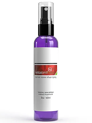 Ketozonil True Colloidal Silver Spray - 2OZ Extra Strength 500ppm Nano Silver Athletes Foot Cream Jock Itch Spray - Ketozonil Dermal Defense True Nano Colloidal Silver Spray 2oz