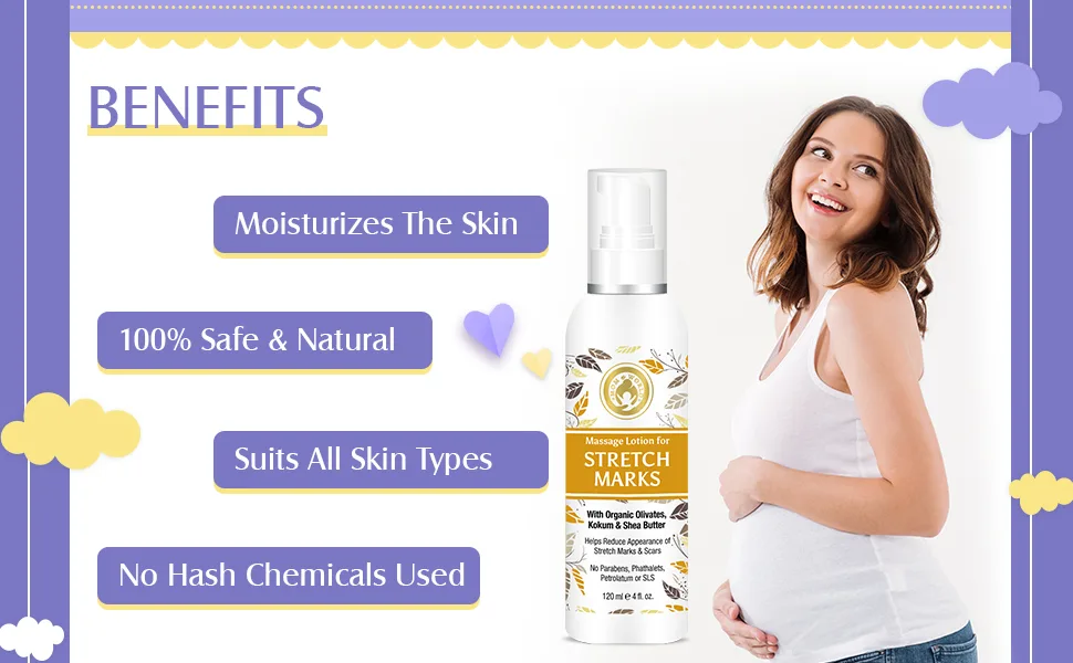 Mom & World Massage Lotion For Stretch Marks -120ml - With Organic Olivates Kokum & Shea Butter - product information 4