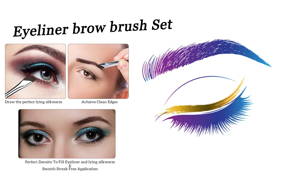 Etercycle 5-Piece Set Eyeliner Brushes for Precision Makeup Application - Fine Angled & Ultra Thin Slanted Flat Angle for Professional Beauty Cosmetic Tool - Eyeliner brow brush Set