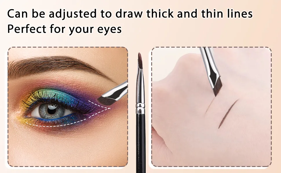 Etercycle 5-Piece Set Eyeliner Brushes for Precision Makeup Application - Fine Angled & Ultra Thin Slanted Flat Angle for Professional Beauty Cosmetic Tool - thick and thin lines