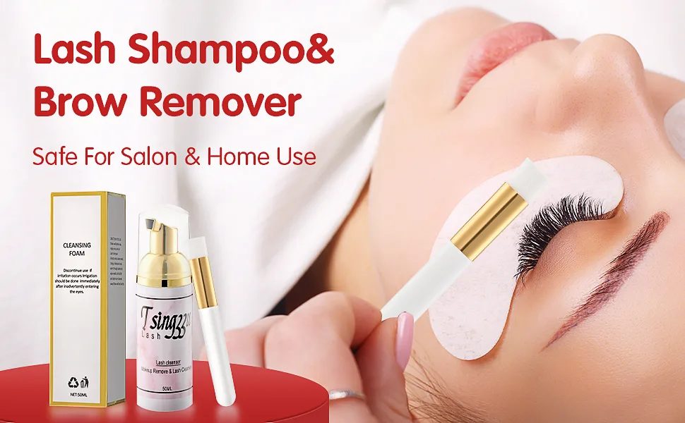 50ml Lash Shampoo For Lash Extensions Eyebrow Cleanser With Lash Shampoo Brush Tea Tree Oil Lash Shampoo Eyelash Cleanser Eyelash Extension Remover - lash shampoo,brow remover,,makeup remover