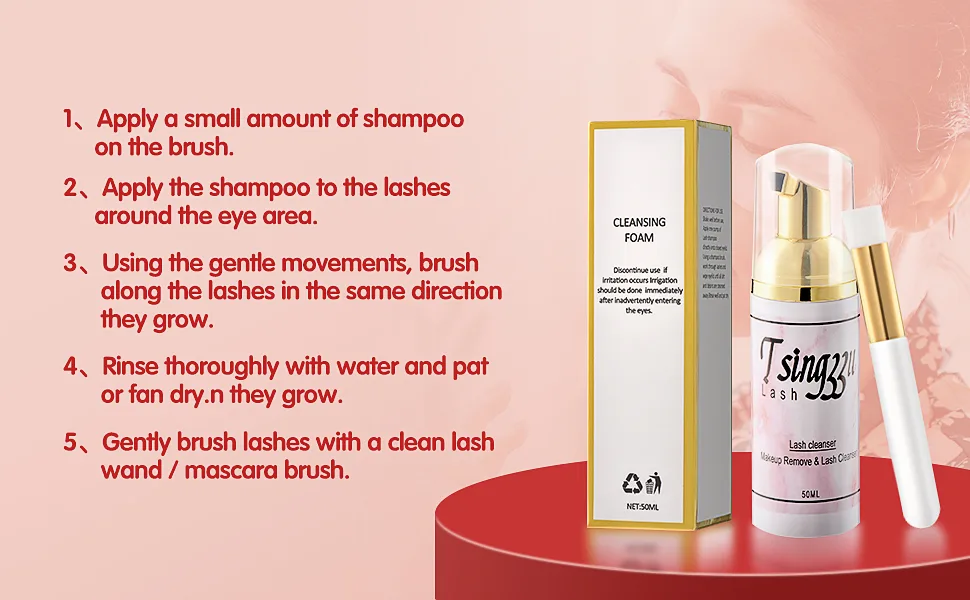 50ml Lash Shampoo For Lash Extensions Eyebrow Cleanser With Lash Shampoo Brush Tea Tree Oil Lash Shampoo Eyelash Cleanser Eyelash Extension Remover - Lash shampoo how to use guide
