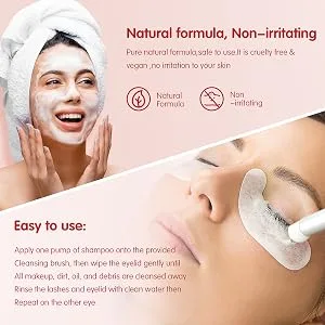 50ml Lash Shampoo For Lash Extensions Eyebrow Cleanser With Lash Shampoo Brush Tea Tree Oil Lash Shampoo Eyelash Cleanser Eyelash Extension Remover - Natural Non irratating