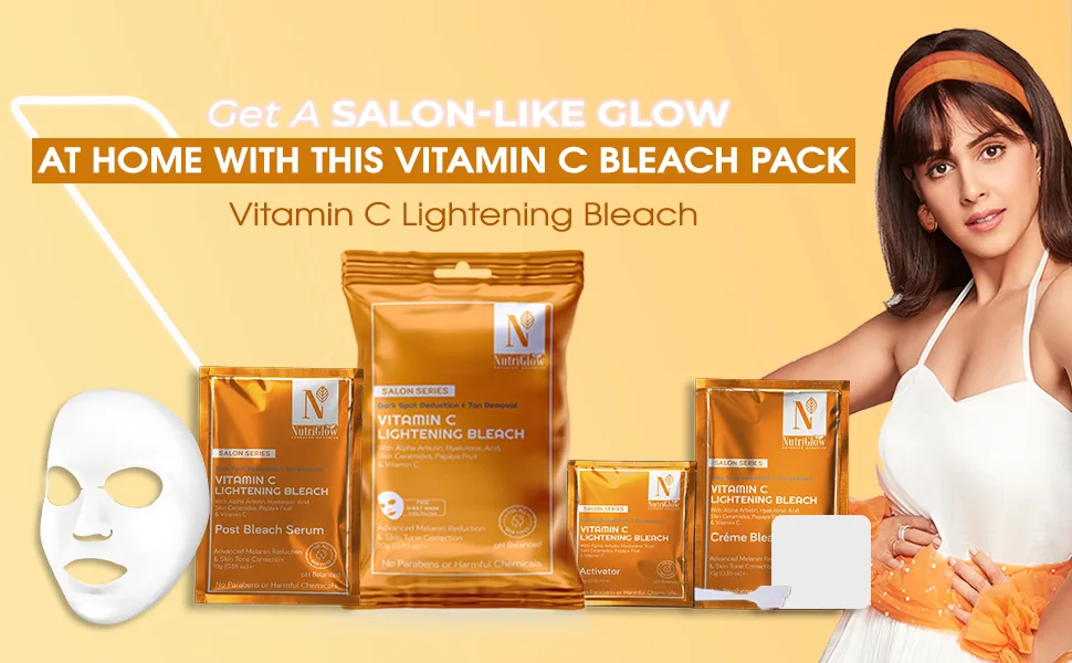 Nutriglow Advanced Organics Vitamin C Bleach for Tan Removal and Hair Lightening (6 in 1) - 20g - NutriGlow