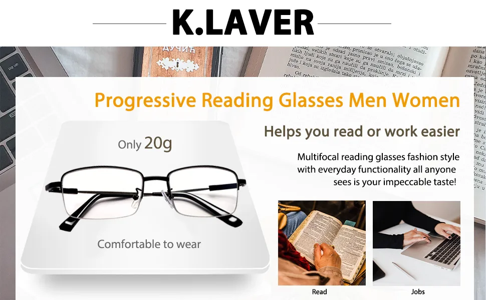Progressive Multifocal Reading Glasses Blue Light Blocking Glasses For Men Women Half Frame Multifocus Reader Black 2.5 x - product information 1