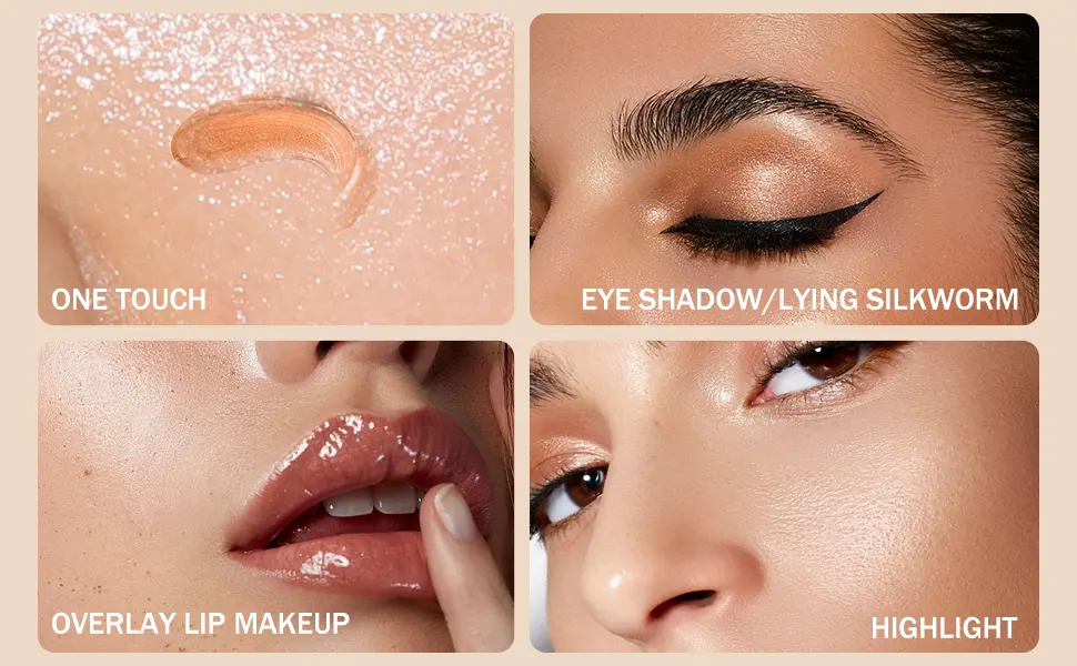 Vtrem Liquid Glitter Eyeshadow Silver Orange Bronze 3 Colors Liquid Eyeshadow Set Long-Lasting Multi-Dimensional Eye Looks Makeup Eyeshadow for Women - Liquid Glitter Eyeshadow