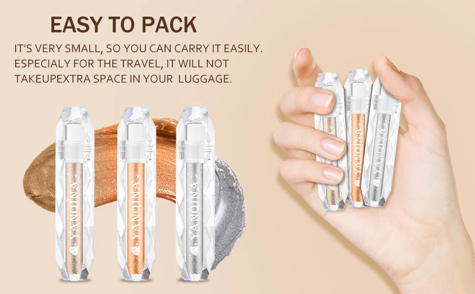 Vtrem Liquid Glitter Eyeshadow Silver Orange Bronze 3 Colors Liquid Eyeshadow Set Long-Lasting Multi-Dimensional Eye Looks Makeup Eyeshadow for Women - Liquid Glitter Eyeshadow