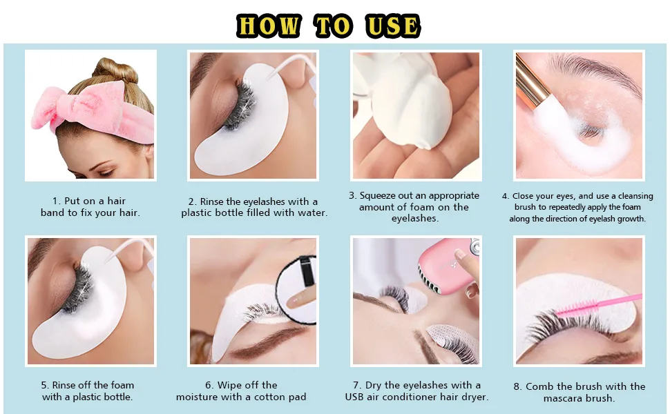 Lash Shampoo for Lash Extensions Eyelash Extension Cleanser Lash Mousse Lash Remover for Lash Extensions Makeup Bag Lash Cleaning Kit - eyelash shampoo kit
