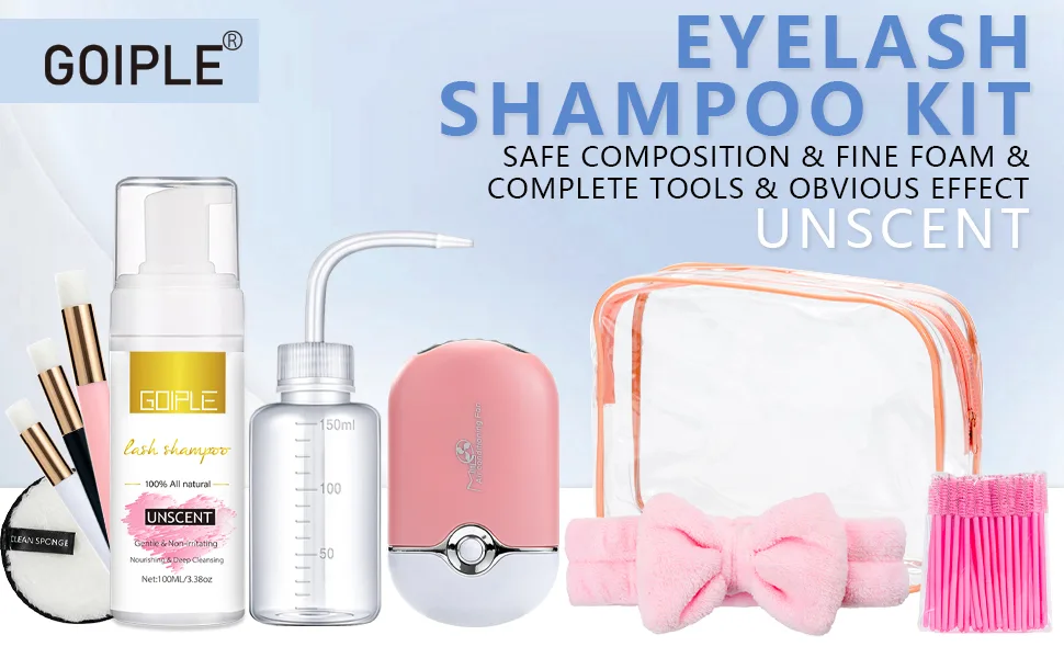 Lash Shampoo for Lash Extensions Eyelash Extension Cleanser Lash Mousse Lash Remover for Lash Extensions Makeup Bag Lash Cleaning Kit - lash shampoo
