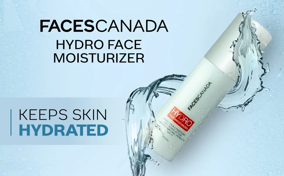 Hydro Face Moisturizer with SPF 15 | Natural Hydrating & Anti Aging Formula | Lightweight & Non Greasy | for Radiant Skin | 3.38 Fl Oz (100ml) - FACESCANADA Hydro Face Moisturiser 100 ml