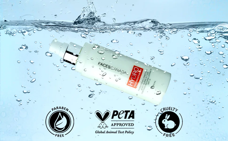 Hydro Face Moisturizer with SPF 15 | Natural Hydrating & Anti Aging Formula | Lightweight & Non Greasy | for Radiant Skin | 3.38 Fl Oz (100ml) - FACESCANADA Hydro Face Moisturiser 100 ml