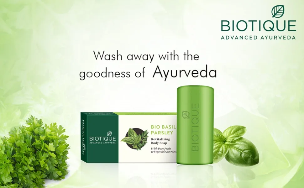 Biotique Bio Basil & Parsley Revitalizing Body Soap With Pure Fruit & Vegetable Extracts 150 Gm - Basil Soap