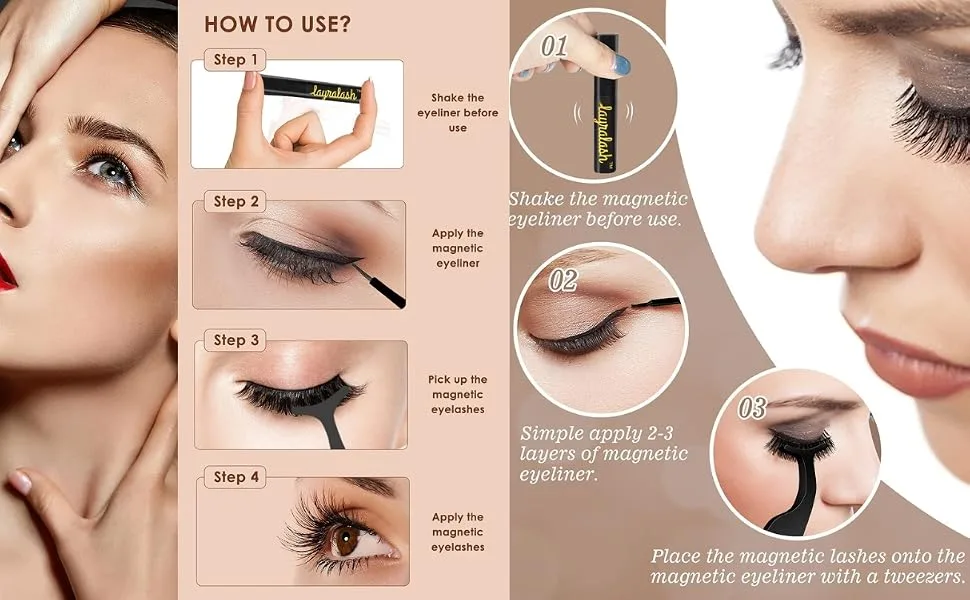 Magnetic Eyeliner - Black Waterproof Liquid All-Day Hold for Magnetic Eyelashes Sweat proof Paraben-Free - 0.27oz - product information 2