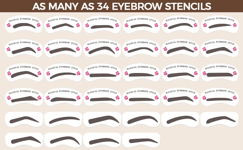 Eyebrow Stamp Stencil Kit Eyebrow Stamp and 34 Reusable Eyebrow Stencils for Perfect Eyebrow Makeup Waterproof Long-Lasting(Dark Brown) - eyebrow stamp stencil kit,eyebrow stencils,eyebrow stencil,eyebrows shape reusable,eyebrow stamp