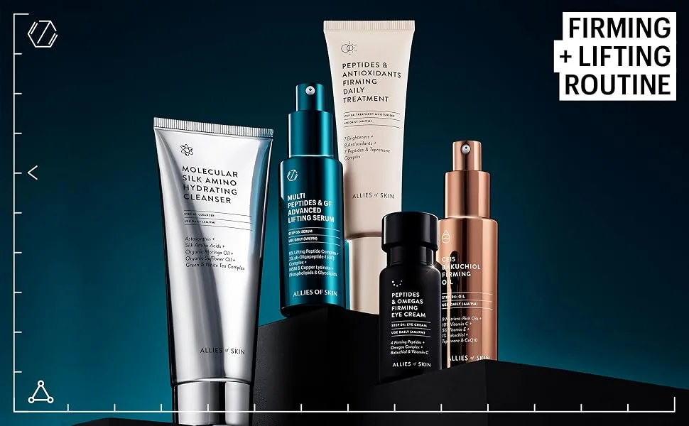 Allies of Skin Multi Peptides & GF Advanced Lifting Serum with 3% sh-Oligopeptide-1 (Growth Factor) Complex 9% Lifting Peptide Complex MSM Copper Lysinate Phospholipids & Glycolipids. 30 ml/ 1 oz - multi peptides & gf advanced lifting serum 03