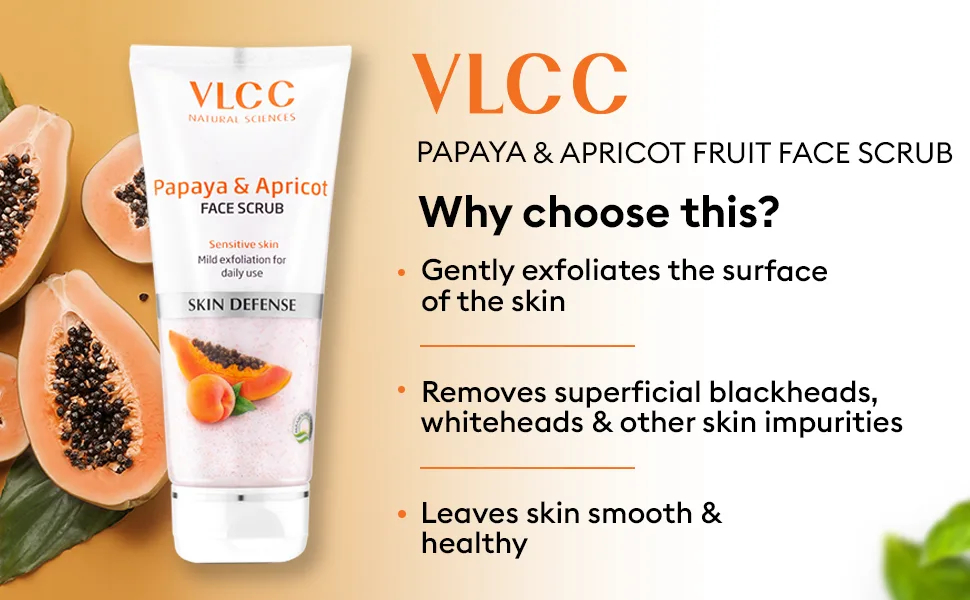 VLCC Papaya & Apricot Face Scrub(80gm) - vlcc under eyes face scrub