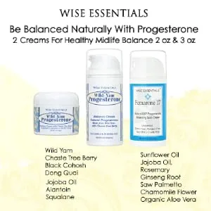 Bio identical Wild Yam & Progesterone Cream Paraben Free - Fragrance Free - Non GMO Non Toxic - Wise Essentials - Be Balanced