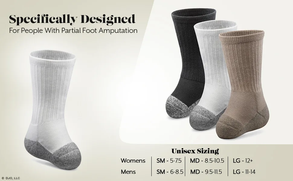 Dr. Comfort Transmet Crew Socks for Partial Foot Amputation - Unisex White Medium - Dr. Comfort Transmet Crew Socks for Partial Foot Amputation