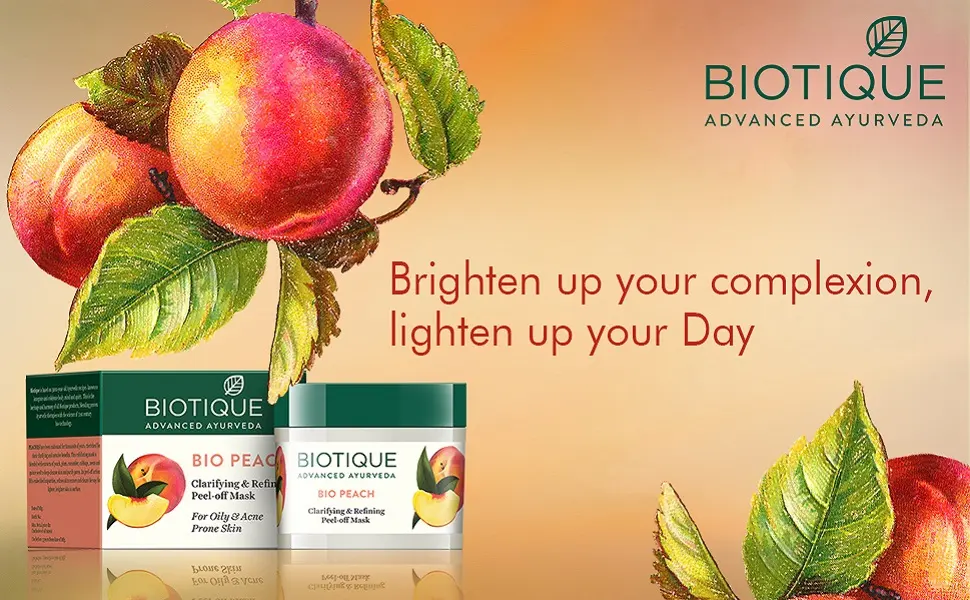 Biotique Bio Peach Clarifying and Refining Peel-Off Mask For Oily and Acne Prone Skin 50 gm - Biotique Bio Peach Clarifying & Refining Peel-Off Mask