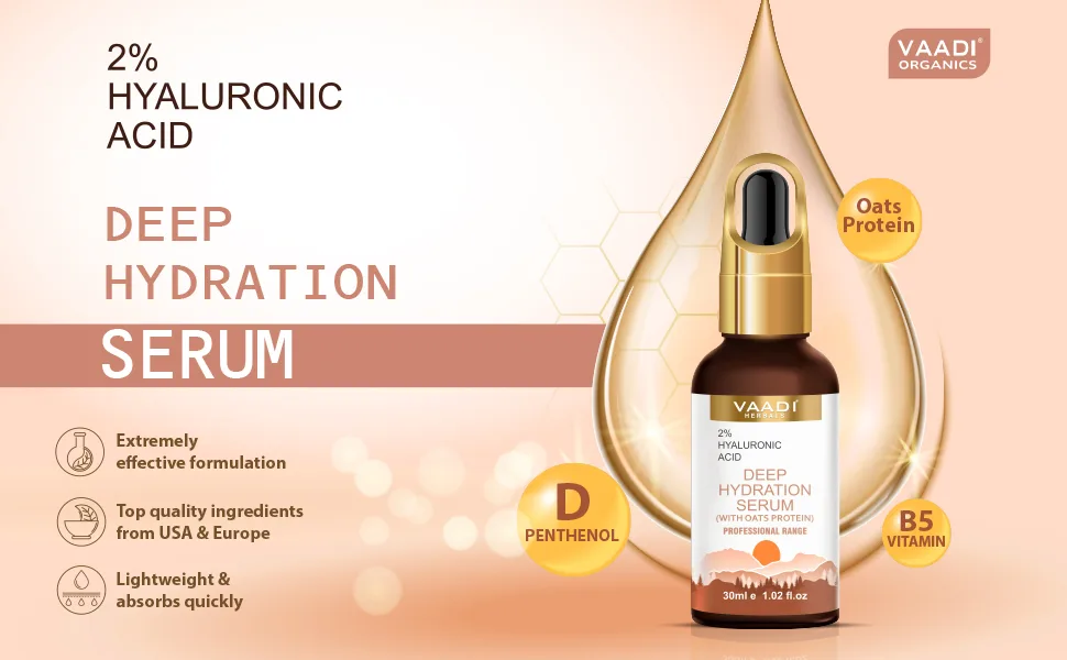Deep Hydration Serum With 2% Hyaluronic Acid & Oats Protein - 30ml - Face Serum