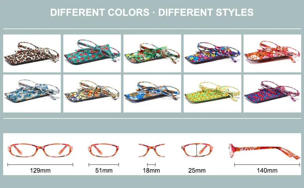 Women Reading Glasses Anti Blue Light Blocking Rectangle Spring Hinge Eyeglasses Floral Readers with Pouch Mintgreen 2.75 x - reading glasses blue light blocking floral