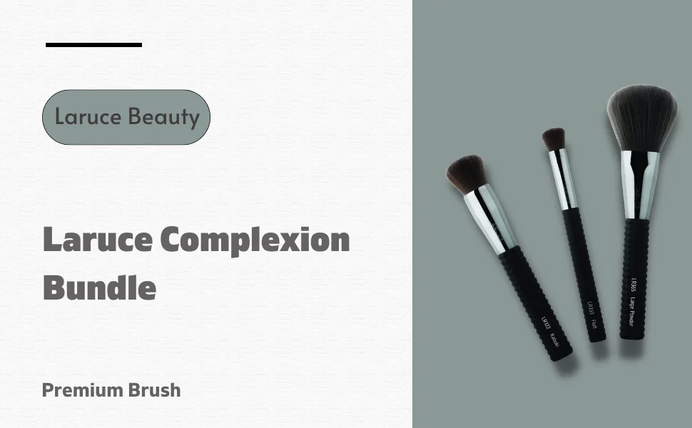 LARUCE 5PC Professional Vegan Eye Makeup Brush Set | Apply Foundation Blend Define Shade Highlight & More - Laruce Complexion Brush Bundle