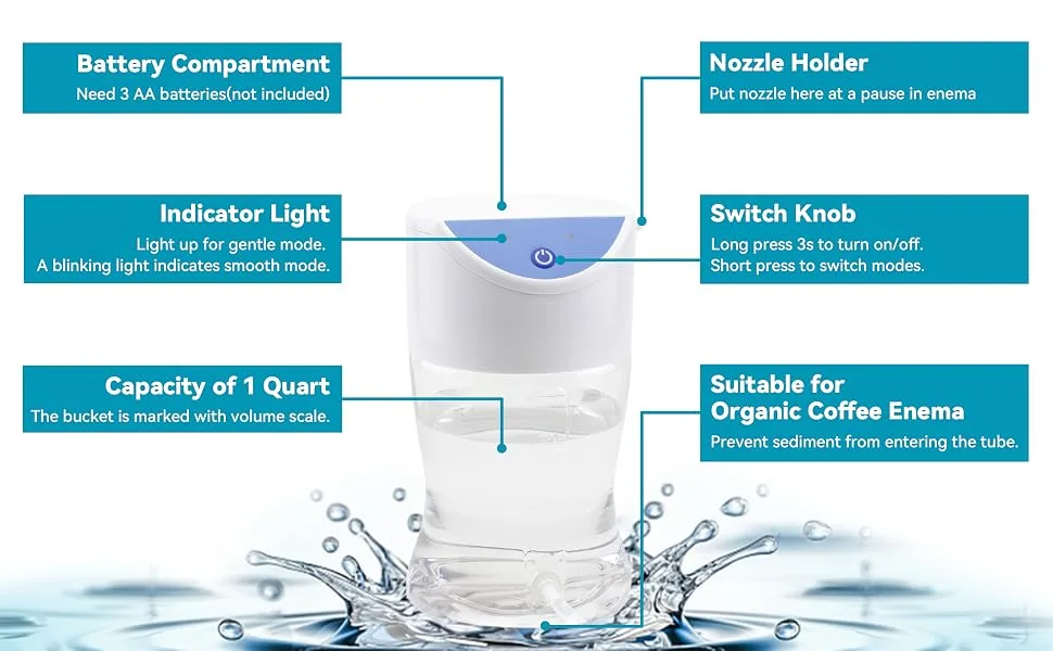 Automatic Enema Bucket kit Electric Enema Kit for Colon Cleansing Organic Coffee Enema Set  - product information 6
