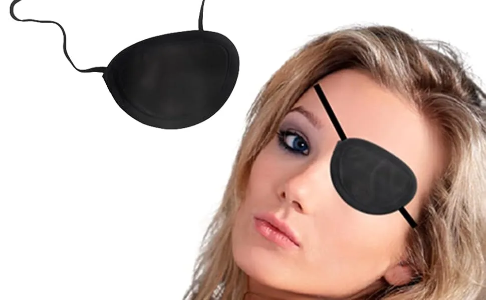 Monocular Black Eye Patch Washable Amblyopia Medical Eye Patch Pirate Suit for Adults and Children - Monocular Black Eye Patch