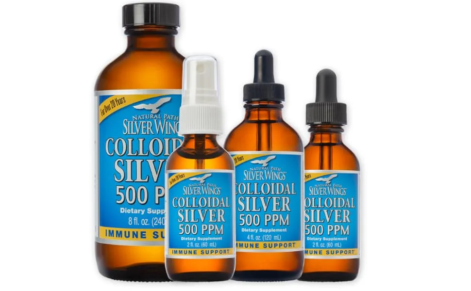 Natural Path Silver Wings Colloidal Silver 500PPM, 1 Fluid Ounce, Amber Brown Liquid Immune Support - product information 1
