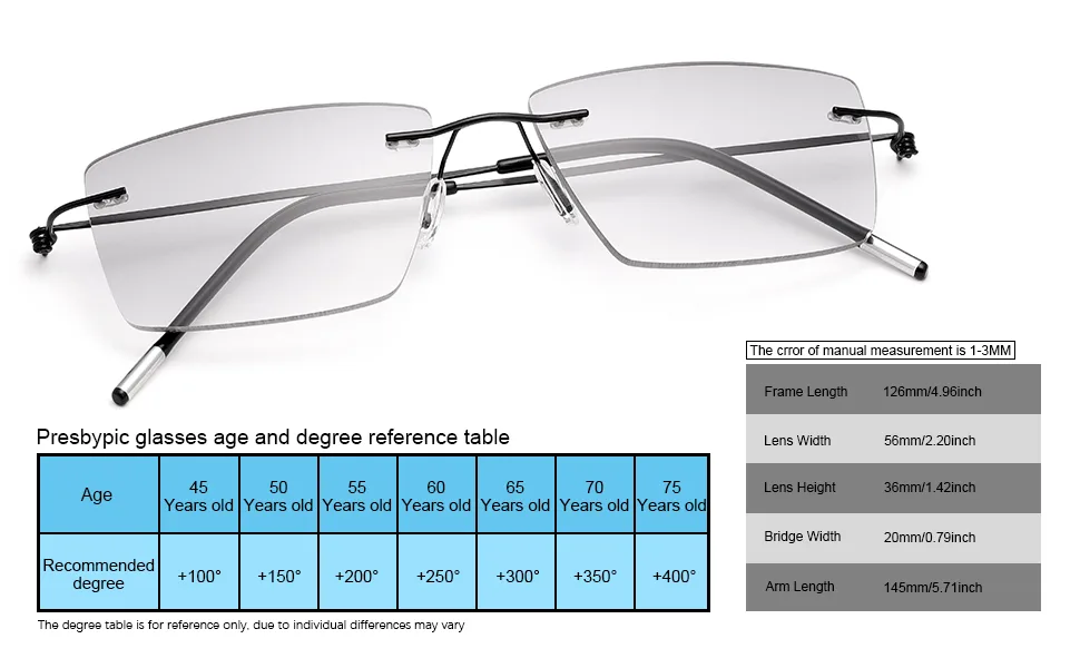 YIMI Rimless Progressive Multifocal Reading Sunglasses for Men Women Trifocal Sun Readers Blue Light Blocking Glasses Black 3.0 x - TRIFOCALS UNISEX SUN SHADES