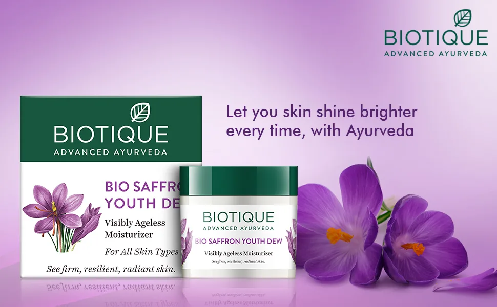 Biotique Bio Saffron Youth Dew Visibly Ageless Moisturizer 170 gm/ 5.91 Oz. - Bio Saffron Cream