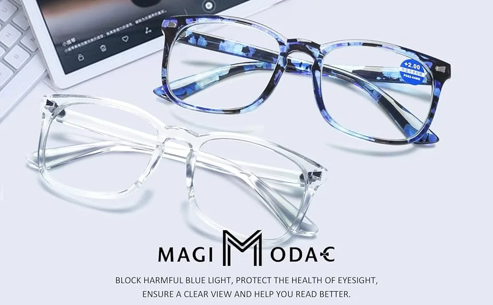 Women Blue Light Blocking Reading Glasses Men Computer Eyeglasses Square Frame Readers Glasses Clear 1.25 x - Blue Light Blocking Reading Glasses, clear frame reading glasses