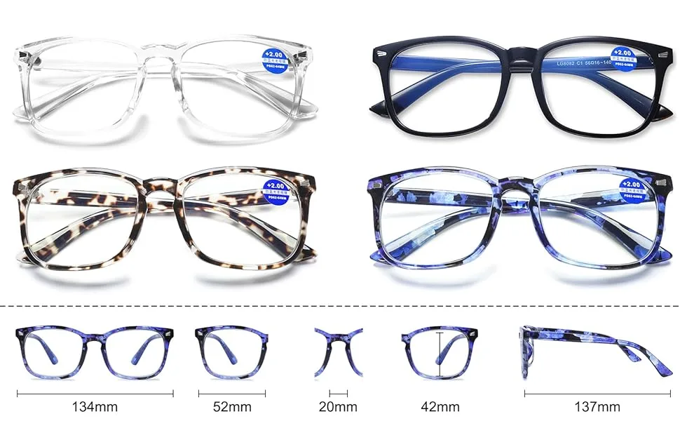 Women Blue Light Blocking Reading Glasses Men Computer Eyeglasses Square Frame Readers Glasses Clear 1.25 x - Computer Square Readers Reading Glasses 1.0 1.25 1.5 1.75 2.0 2.25 2.5 2.75 3.0 3.5 4.0