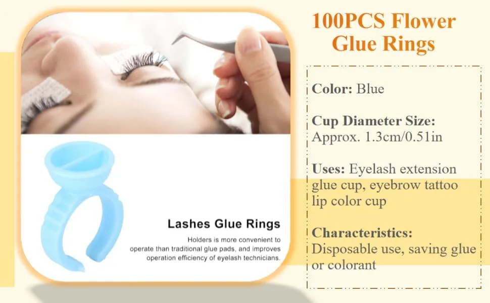 Glue Rings Blue Remove Excess Glue Eyelash Extension Glue Cups Supplies for Eyelash Extensions - False Eyelashes False Eyelashes & Adhesives Tools & Accessories