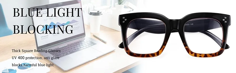FEISEDY Women Men Blue Light Blocking Glasses Frame Oversized Designer Luxury Square Eyewear B2695-FF Bright Black Frame 51 Millimeters - product information 5