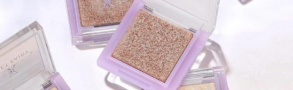 Single Eyeshadow Compact Shimmer Glitter Metallic Warm Eye Shadow and Highlighter - Long Lasting Blendable Vegan Cruelty-free Cream Eyeshadow - Rose Gold Brown Silver Sparkle - single eyeshadow