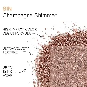 Single Eyeshadow Compact Shimmer Glitter Metallic Warm Eye Shadow and Highlighter - Long Lasting Blendable Vegan Cruelty-free Cream Eyeshadow - Rose Gold Brown Silver Sparkle - Single Eyeshadow
