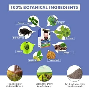 Indus Valley 100% botanical Hypo Allergic Mustache and Beard Color for Men | Long Lasting Vegar and cruelty free (Black) - allergy free beard color