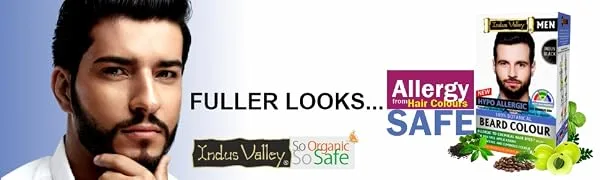 Indus Valley 100% botanical Hypo Allergic Mustache and Beard Color for Men | Long Lasting Vegar and cruelty free (Black) - beard dye