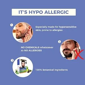 Indus Valley 100% botanical Hypo Allergic Mustache and Beard Color for Men | Long Lasting Vegar and cruelty free (Black) - beard dye