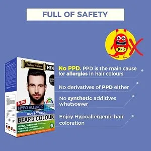 Indus Valley 100% botanical Hypo Allergic Mustache and Beard Color for Men | Long Lasting Vegar and cruelty free (Black) - beard dye