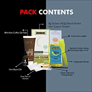 Indus Valley Natural Damage Free Men Mustache & Beard Color for Gray Hair Black - beard color for men