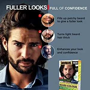 Indus Valley Natural Damage Free Men Mustache & Beard Color for Gray Hair Black - beard dye