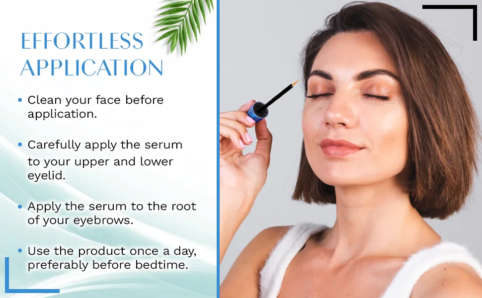 Natural Eyelash Growth Serum and Brow Enhancer to Grow Thicker, Longer Lashes for Long, Luscious Lashes and Eyebrows (Eyelash Growth Serum 3mL) - Effortless Application Eyelash Growth Serum Eyebrow Growth Serum